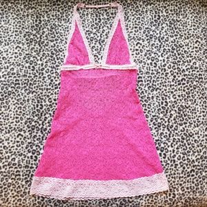 Victoria's Secret The Lacie Floral Lace Halter See-Thru Babydoll Dress, Size S